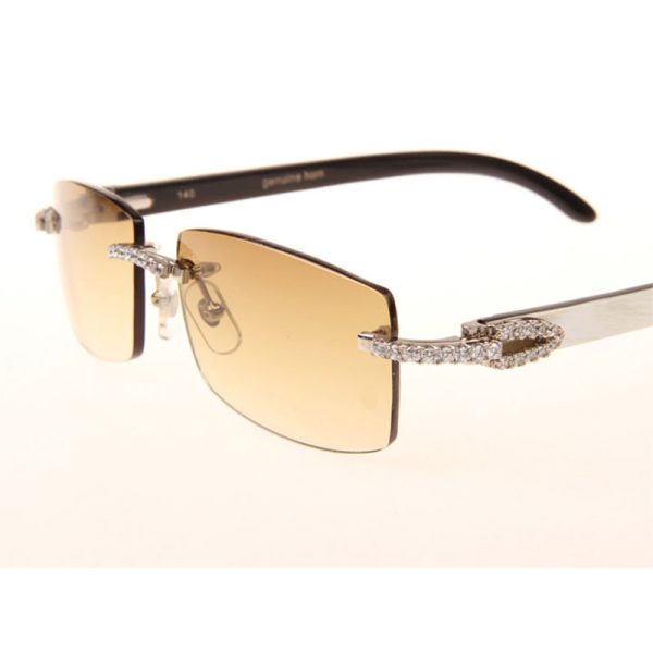 Cartier  3524012 Black And White Buffalo Big Lens Sunglasses In  Silver - Image 4