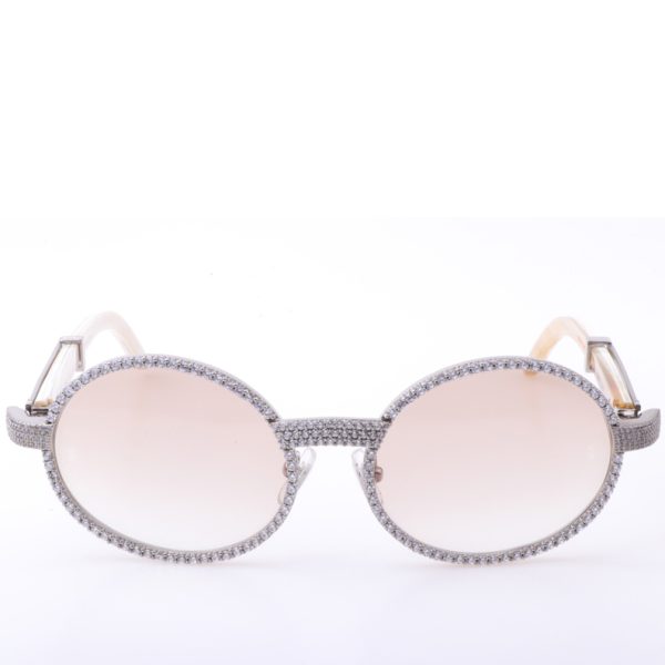 Cartier  7550178 55-22 New Full Diamond White Buffalo Sunglasses In Silver Brown - Image 4