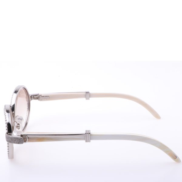 Cartier  7550178 55-22 New Full Diamond White Buffalo Sunglasses In Silver Brown - Image 6