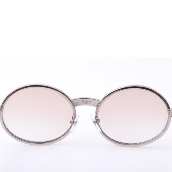 Cartier  7550178 55-22 New Full Diamond White Buffalo Sunglasses In Silver Brown - Image 9