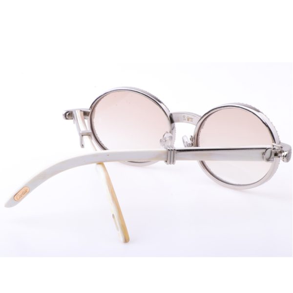 Cartier  7550178 55-22 New Full Diamond White Buffalo Sunglasses In Silver Brown - Image 10