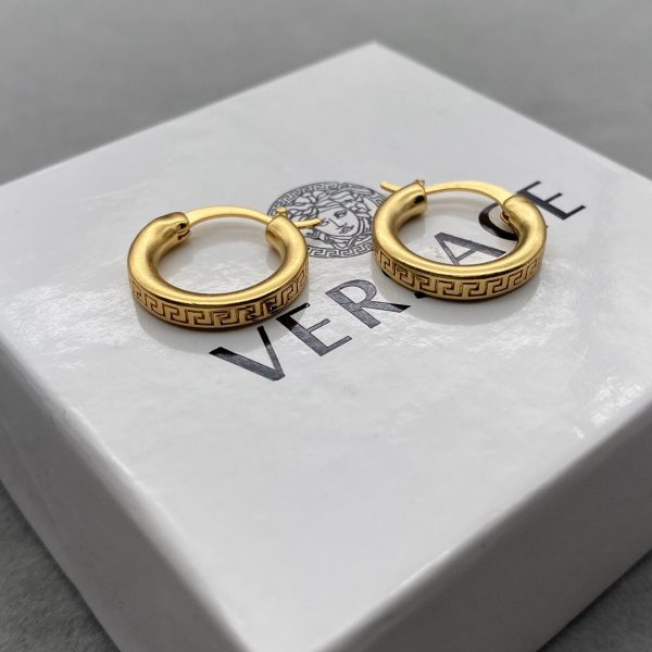 Versace Silver Small Greca Hoop Earrings